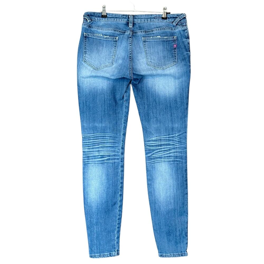 Vigoss Jeans Women Size 29 Blue The Motto Skinny Zip Ankle Stonewash Biker Denim - Picture 3 of 11